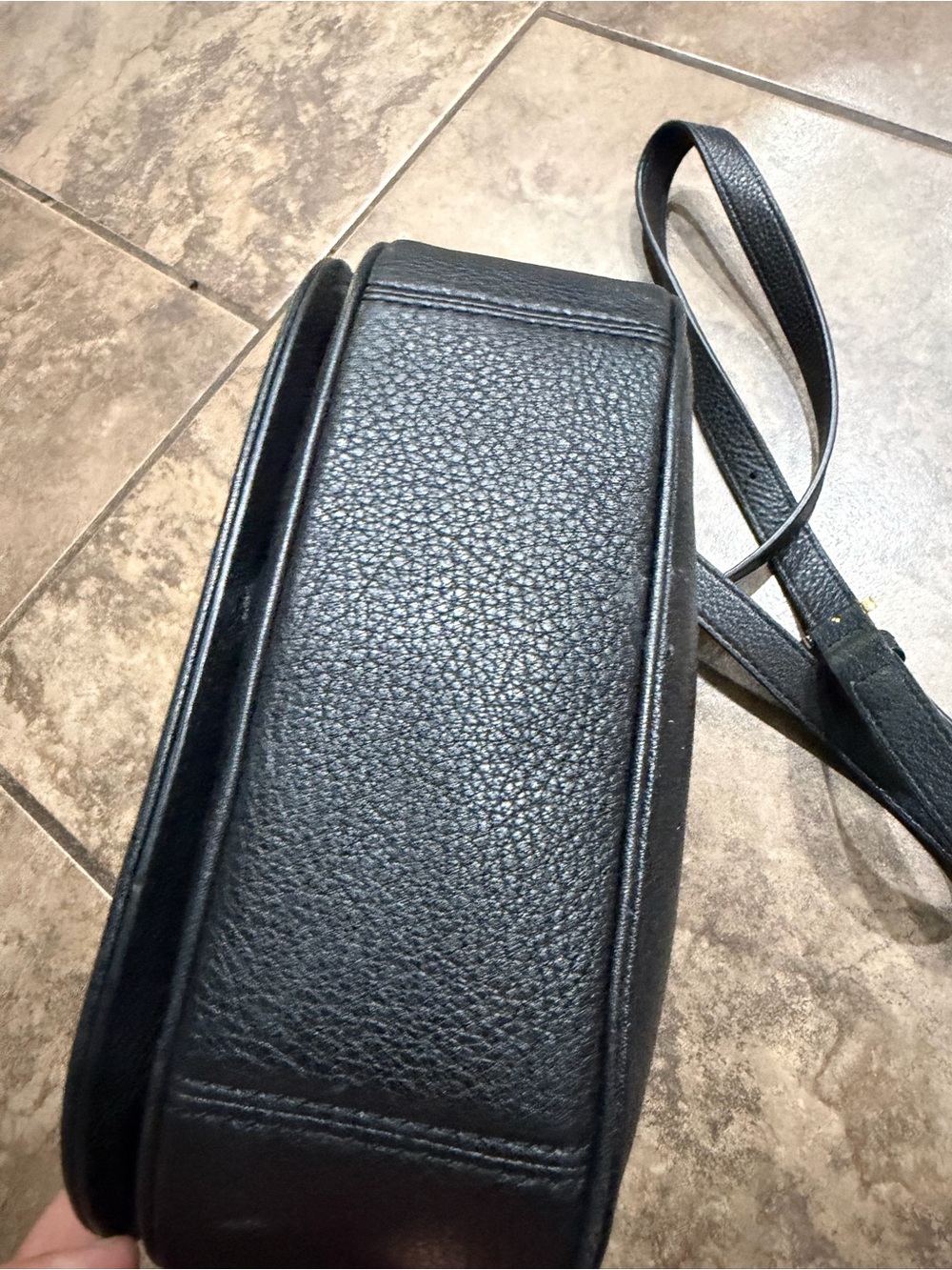 Marc Jacobs Black Pebbled Leather Saddle Crossbody with Gold Hardware - Picture 4 of 4
